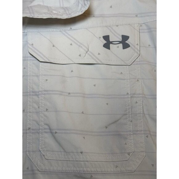 Men's Under Armour Loose Fit Logo Shirt Light Gray White Sz L - Picture 5 of 8
